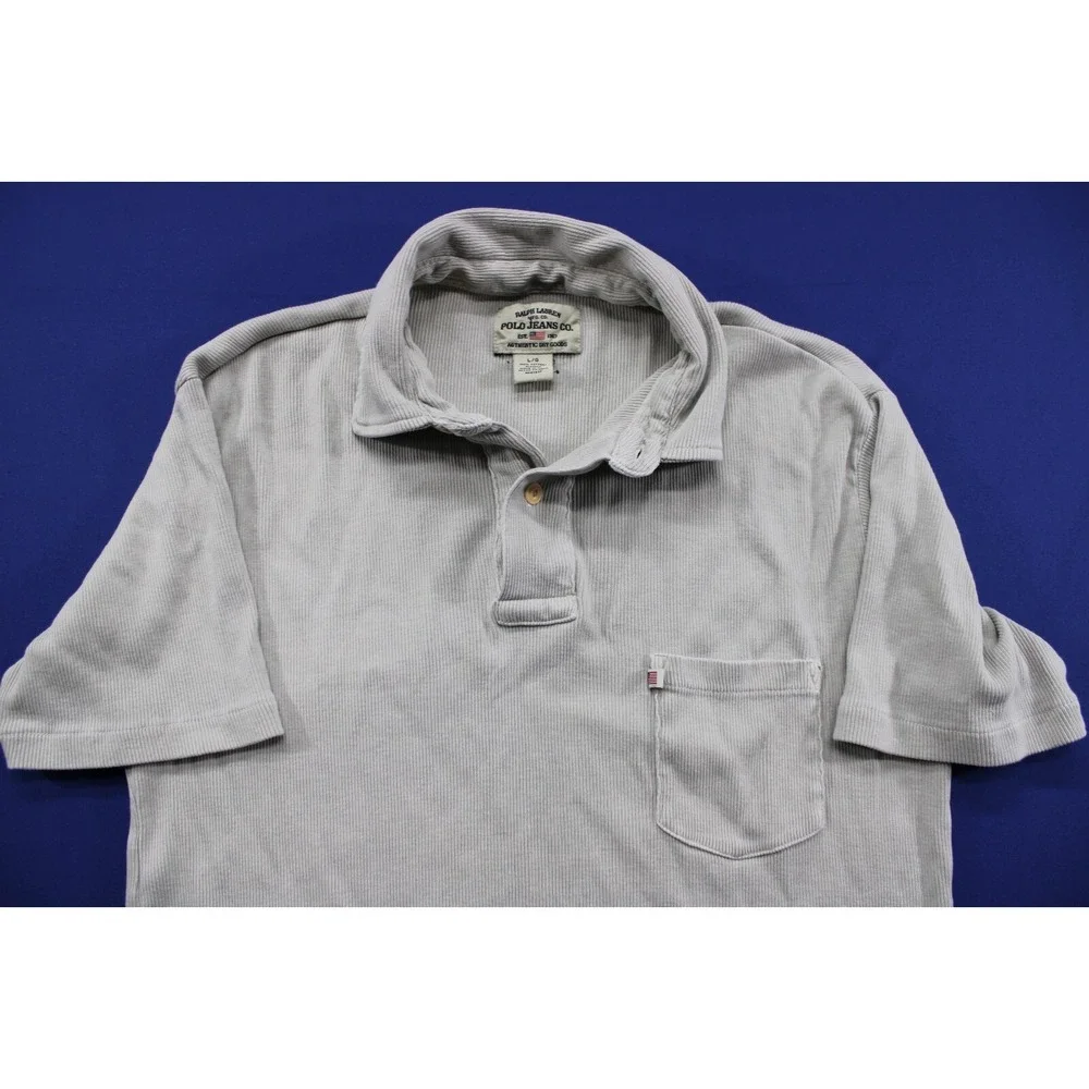Vintage‎ 1990s Ralph Lauren Polo Jeans Co Polo Shirt Cotton Algodon Large Beige